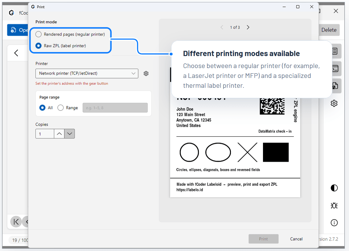 Labeloid print and export workflow